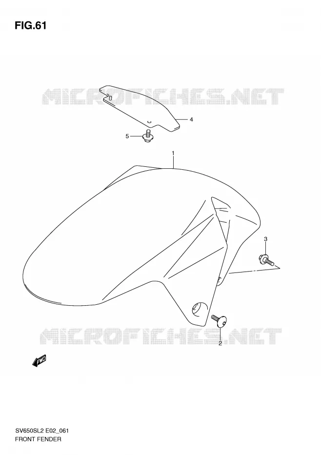 GARDE BOUE AVANT (SV650SL2 E2) Suzuki MOTO 650 SV 2012  SV650SUL2(E02)