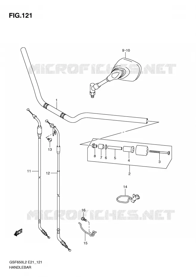 GUIDON (GSF650AL2 E21) Suzuki MOTO 650 BANDIT 2016  GSF650SAL2(E21)