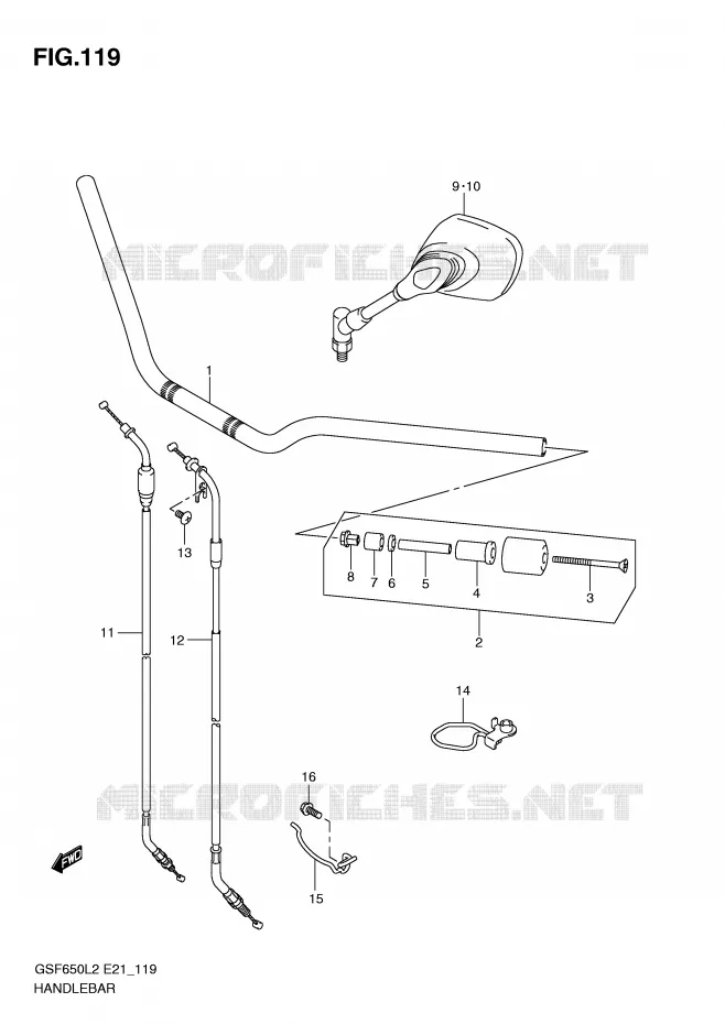 GUIDON (GSF650L2 E21) Suzuki MOTO 650 BANDIT 2012  GSF650SUAL2(E21)
