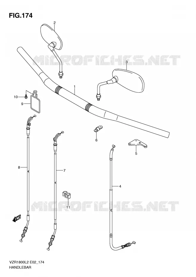 GUIDON (VZR1800ZL2 E24) Suzuki MOTO 1800 INTRUDER 2012  VZR1800UFL2(E02)