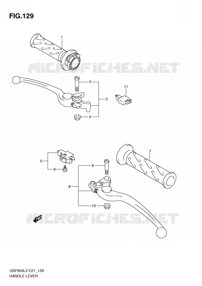 LEVIERS - POIGNEES (GSF650AL2 E21) Suzuki MOTO 650 BANDIT 2015  GSF650SAL2(E21)