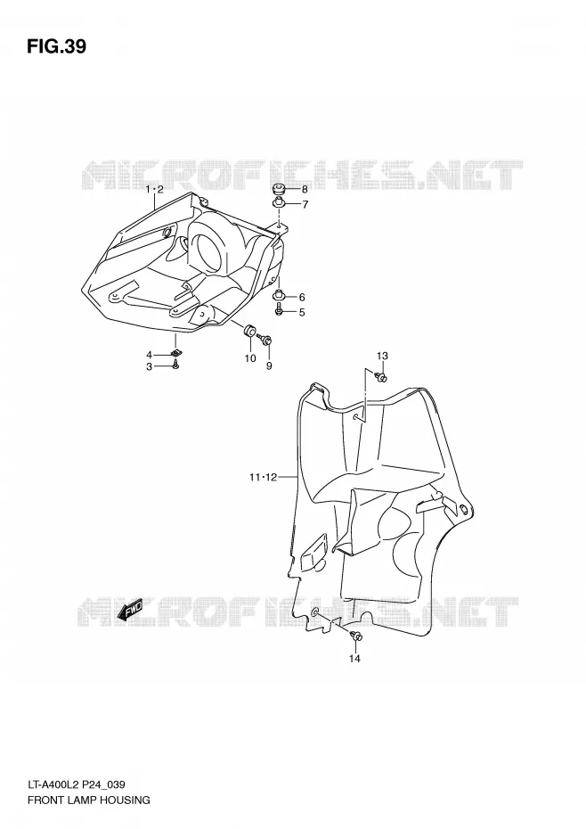 LOGEMENT PROJECTEUR AVANT Suzuki QUAD 400 KINGQUAD 2012  LT-A400L2(P24)