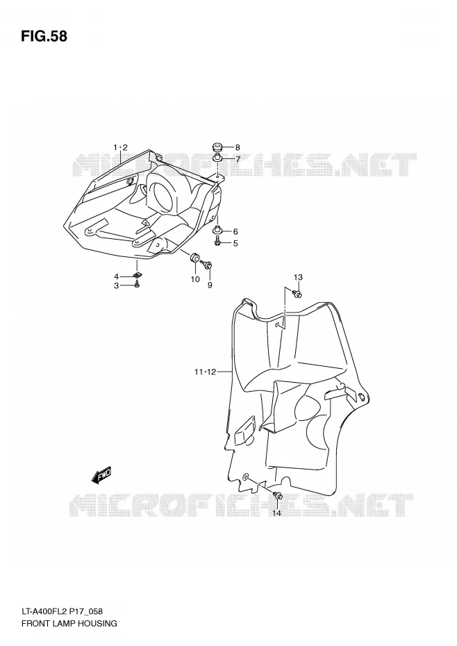 LOGEMENT PROJECTEUR AVANT Suzuki QUAD 400 KINGQUAD 2012  LT-F400FZL2(P17)