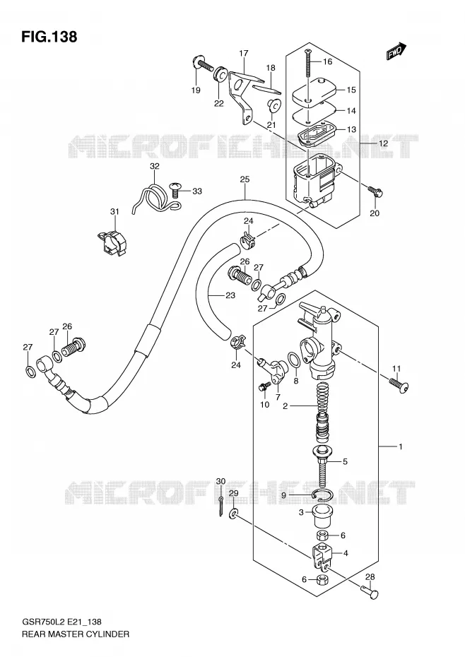 MAITRE CYLINDRE DE FREIN ARRIERE (GSR750L2 E21) Suzuki MOTO 750 GSR 2012  GSR750UEL2(E21)