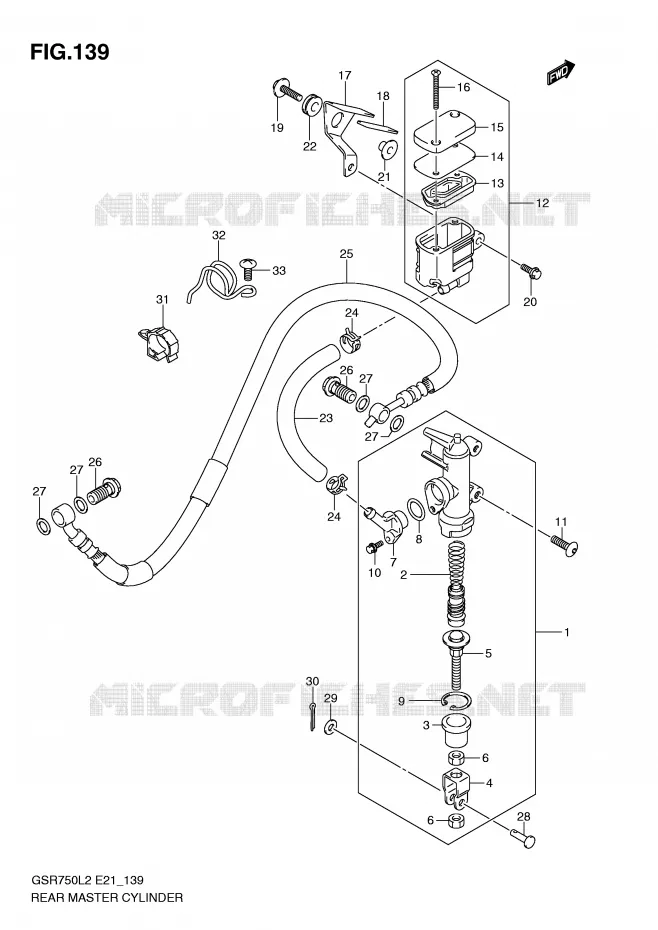 MAITRE CYLINDRE DE FREIN ARRIERE (GSR750L2 E24) Suzuki MOTO 750 GSR 2012  GSR750UEL2(E21)