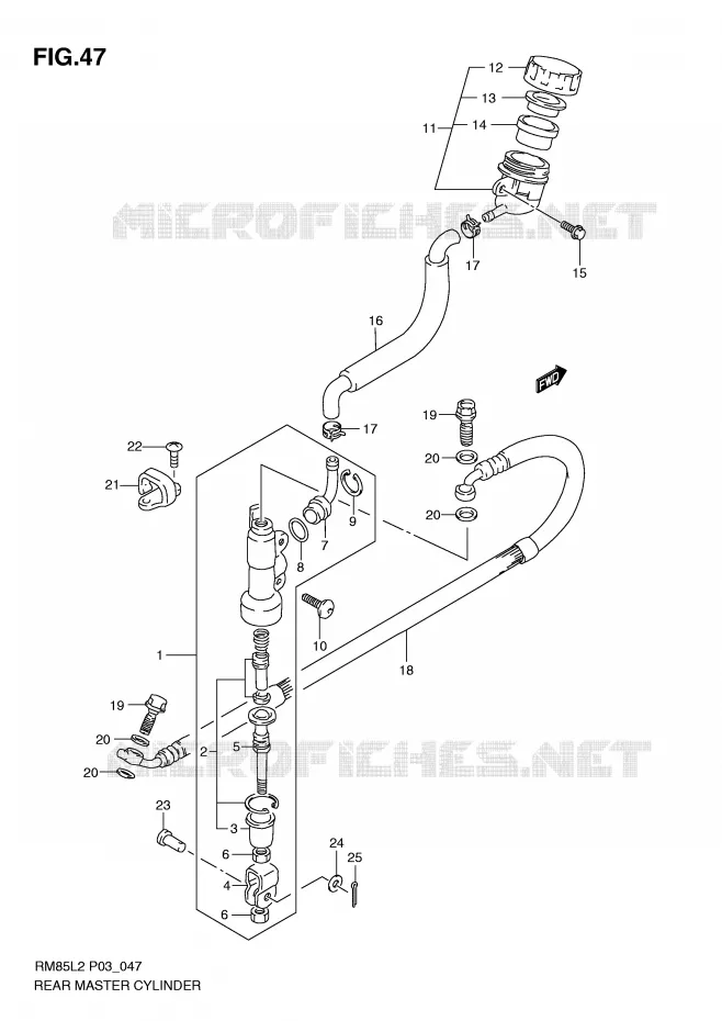 MAITRE CYLINDRE DE FREIN ARRIERE (RM85L2 P03) Suzuki MOTO 85 RM 2012  RM85LL2(P03)