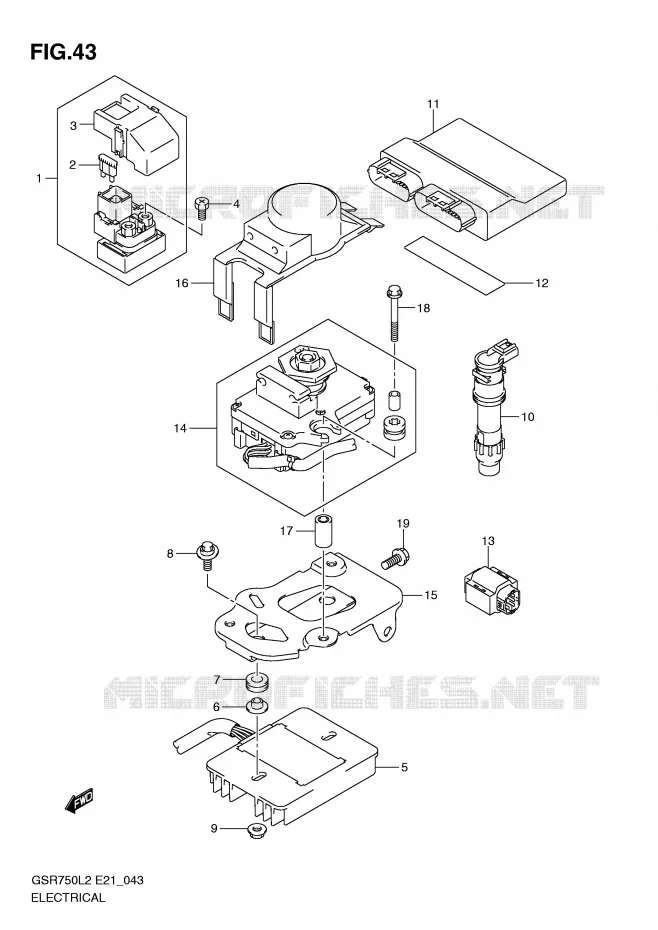 PARTIE ELECTRIQUE (GSR750AUEL2 E21) Suzuki MOTO 750 GSR 2012  GSR750AL2(E21)