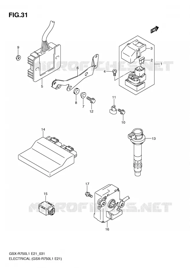 PARTIE ELECTRIQUE (GSX-R750L1 E21) Suzuki MOTO 750 GSX-R 2011  GSX-R750L1(E21)