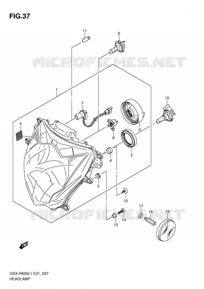 PHARE (GSX-R600L1 E24) Suzuki MOTO 600 GSX-R 2011  GSX-R600UEL1(E21)