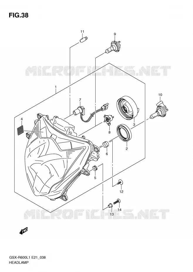 PHARE (GSX-R600UEL1 E21) Suzuki MOTO 600 GSX-R 2011  GSX-R600UEL1(E21)