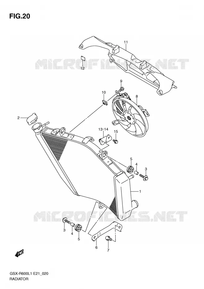 RADIATEUR (GSX-R600UEL1 E21) Suzuki MOTO 600 GSX-R 2011  GSX-R600UEL1(E21)