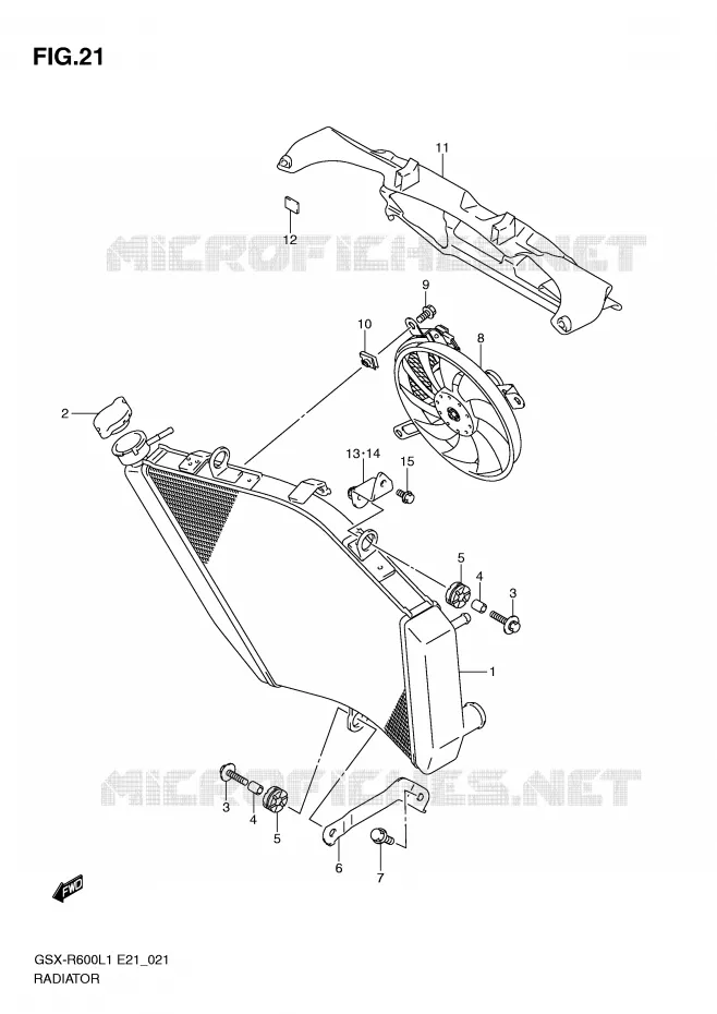 RADIATEUR (GSX-R600UFL1 E21) Suzuki MOTO 600 GSX-R 2011  GSX-R600L1(E21)