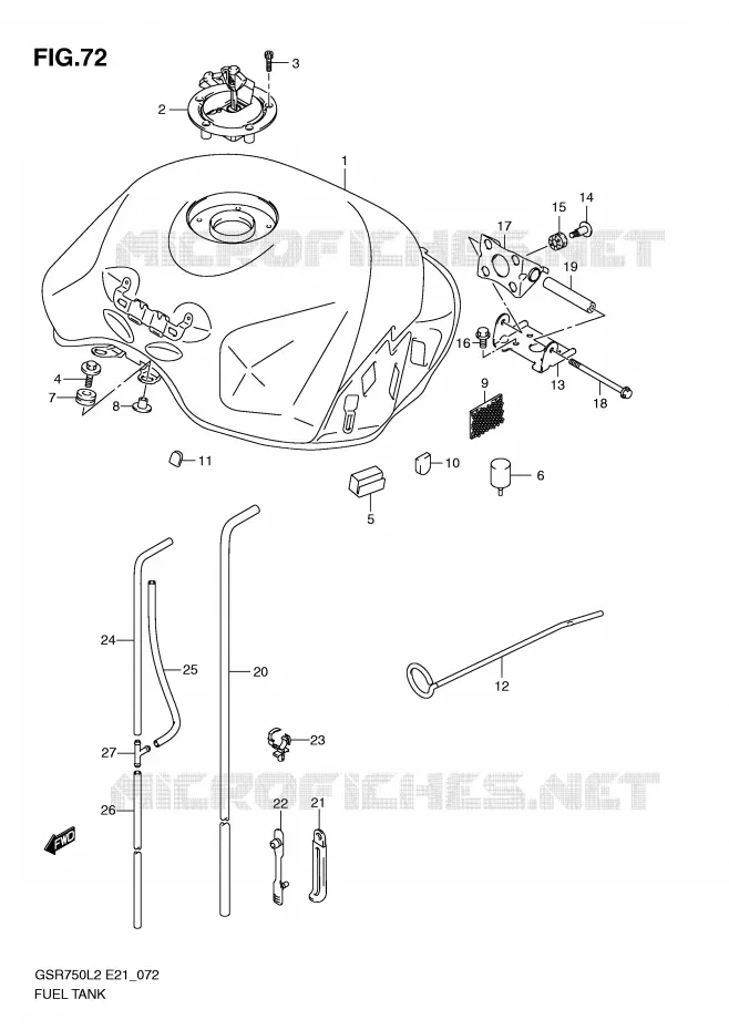 RESERVOIR D'ESSENCE (GSR750AL2 E24) Suzuki MOTO 750 GSR 2012  GSR750AL2(E21)