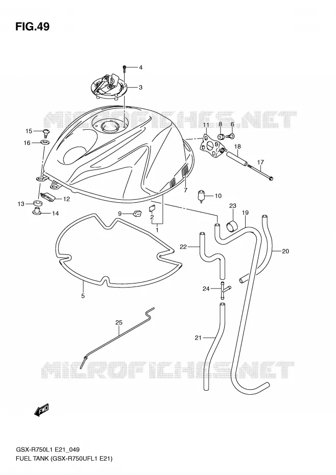 RESERVOIR D'ESSENCE (GSX-R750UFL1 E21) Suzuki MOTO 750 GSX-R 2012  GSX-R750UFL1(E21)