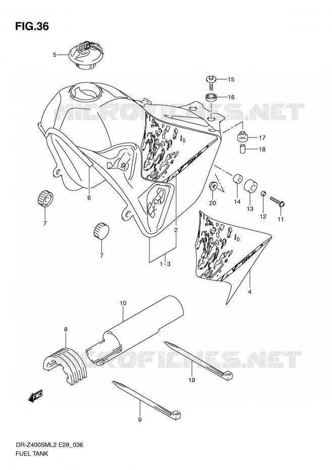 RESERVOIR D'ESSENCE Suzuki MOTO 400 DR-Z 2012  DR-Z400SML2(E28)