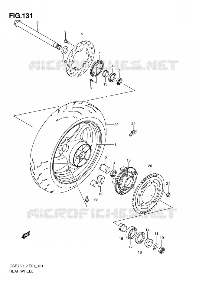 ROUE ARRIERE (GSR750AUEL2 E21) Suzuki MOTO 750 GSR 2012  GSR750AL2(E21)