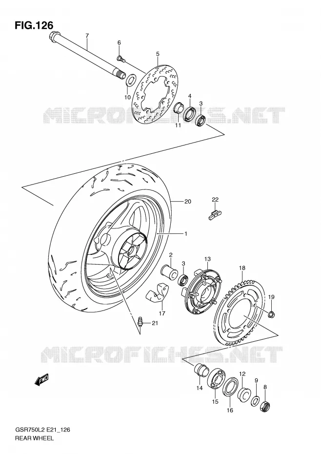 ROUE ARRIERE (GSR750L2 E21) Suzuki MOTO 750 GSR 2012  GSR750AUEL2(E21)