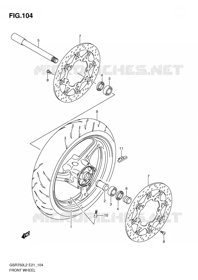 ROUE AVANT (GSR750UEL2 E21) Suzuki MOTO 750 GSR 2012  GSR750L2(E21)