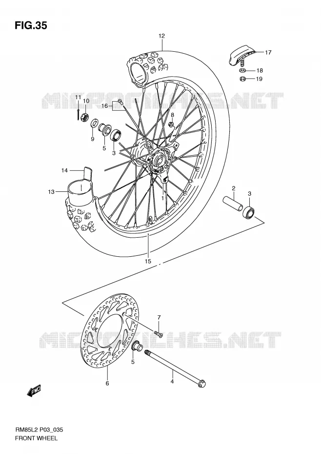 ROUE AVANT (RM85LL2 P03) Suzuki MOTO 85 RM 2012  RM85L2(P03)