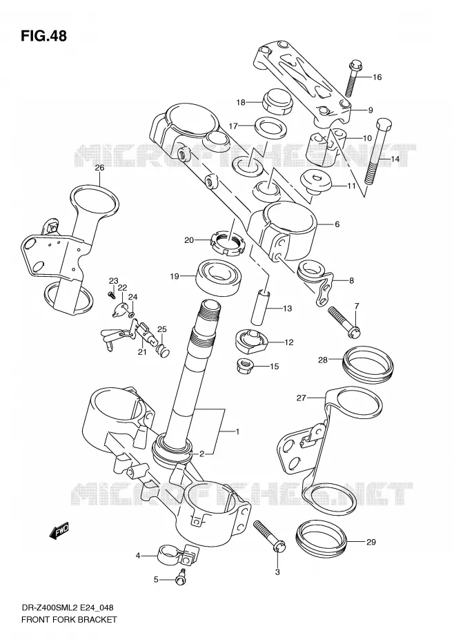 TE DE FOURCHE Suzuki MOTO 400 DR-Z 2012  DR-Z400SML2(E24)