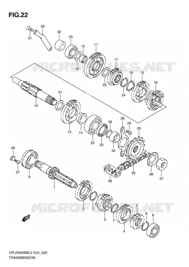 TRANSMISSION Suzuki MOTO 400 DR-Z 2012  DR-Z400SML2(E24)