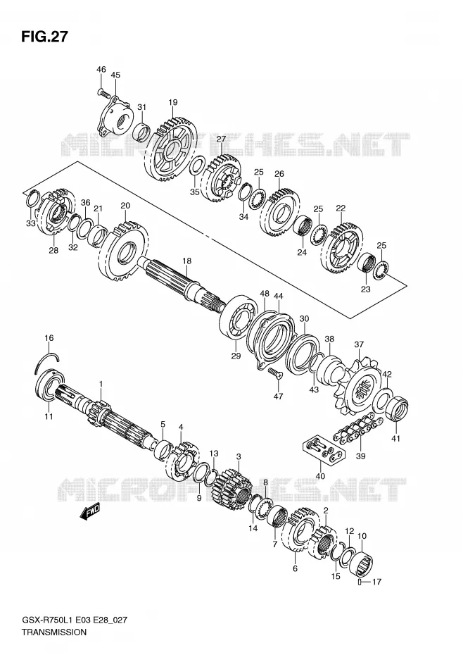 TRANSMISSION Suzuki MOTO 750 GSX-R 2011  GSX-R750L1(E3)