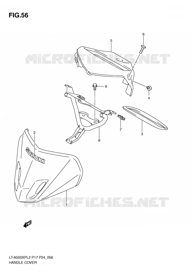 CARENAGE DE GUIDON (LT-A500XPL2 P24) Suzuki QUAD 500 KINGQUAD 2012  LT-A500XPZL2(P17)