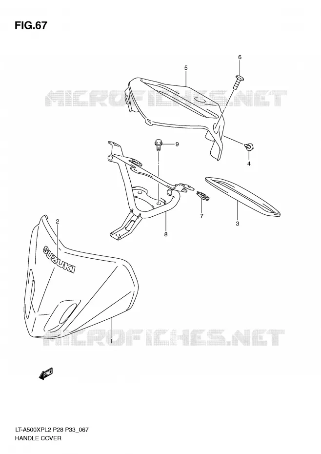 CARENAGE DE GUIDON (LT-A500XPL2 P28) Suzuki QUAD 500 KINGQUAD 2012  LT-A500XPZL2(P28)