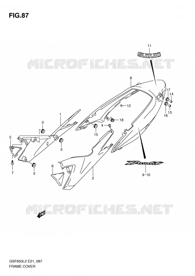 CARENAGES (GSF650L2 E21) Suzuki MOTO 650 BANDIT 2012  GSF650UAL2(E21)
