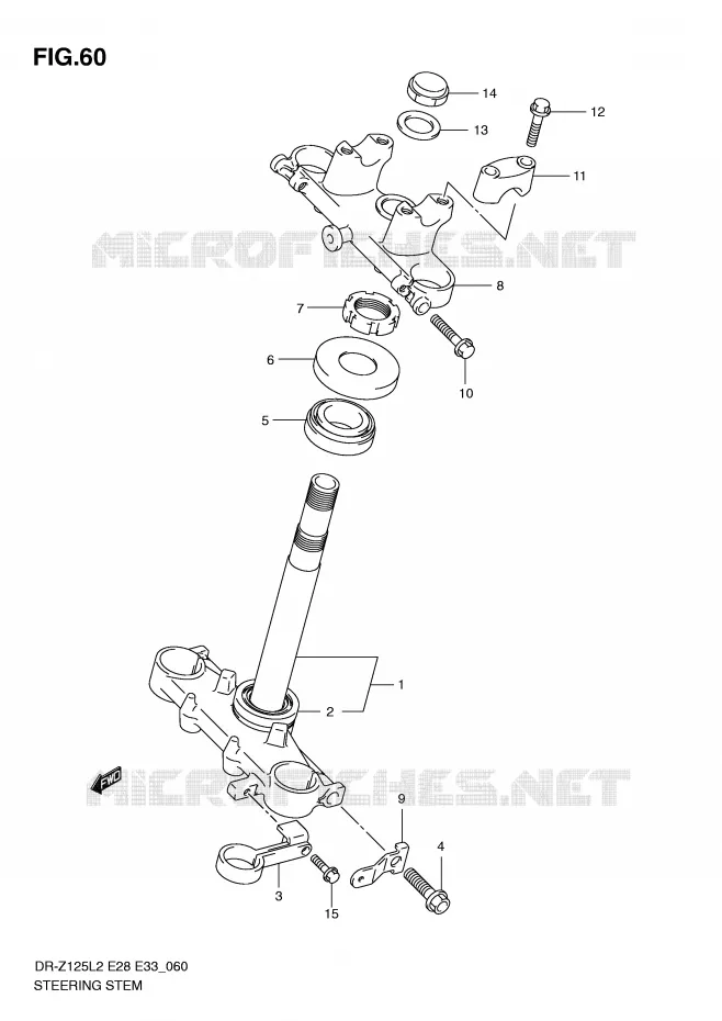 COLONNE DE DIRECTION (DR-Z125LL2 E28) Suzuki MOTO 125 DR-Z 2012  DR-Z125L2(E28)