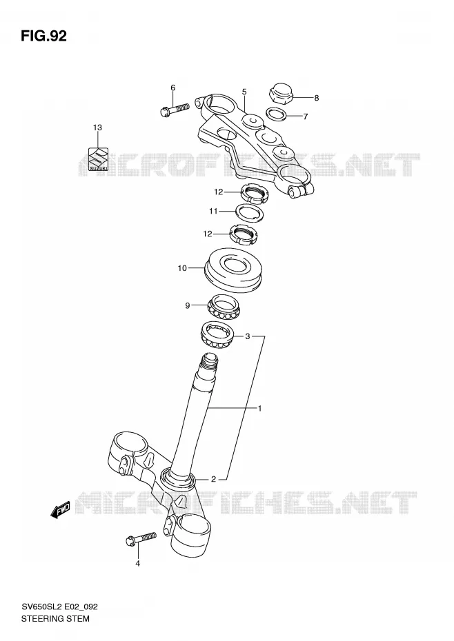 COLONNE DE DIRECTION (SV650SAL2 E24) Suzuki MOTO 650 SV 2012  SV650SL2(E02)