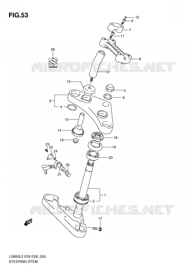 COLONNE DE DIRECTION Suzuki MOTO 650 BOULEVARD 2012  LS650L2(E03)