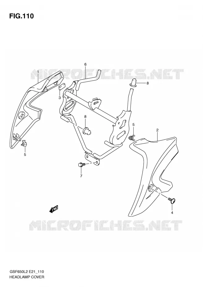 COUVERCLE DE PHARE (GSF650UAL2 E21) Suzuki MOTO 650 BANDIT 2012  GSF650AL2(E21)