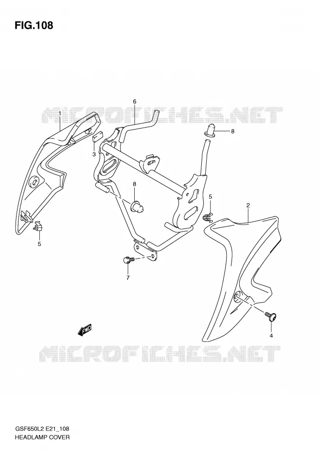COUVERCLE DE PHARE (GSF650UL2 E21) Suzuki MOTO 650 BANDIT 2012  GSF650UL2(E21)