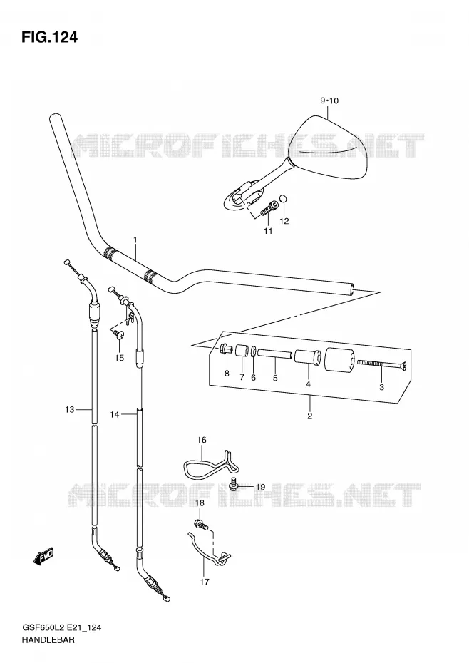 GUIDON (GSF650SUL2 E21) Suzuki MOTO 650 BANDIT 2012  GSF650SL2(E21)