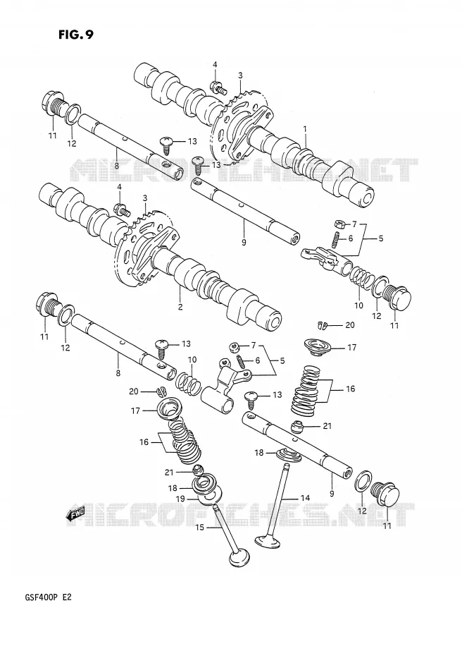 ARBRE A CAMES - SOUPAPES Suzuki MOTO 400 BANDIT 1992  GSF400N(E2)
