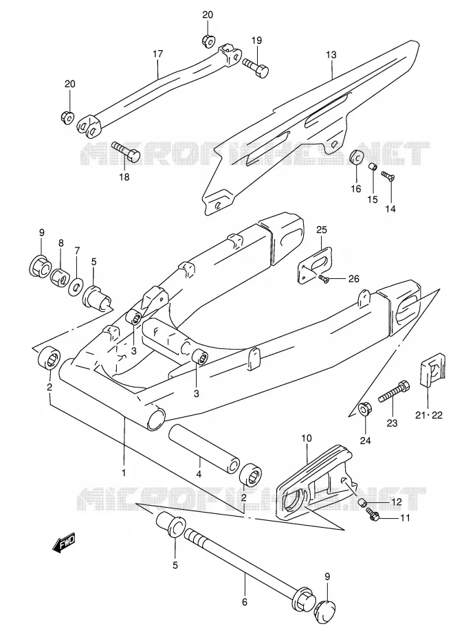 BRAS OSCILLANT ARRIERE (GSF1200SAV) Suzuki MOTO 1200 BANDIT 1999  GSF1200SX(E28)