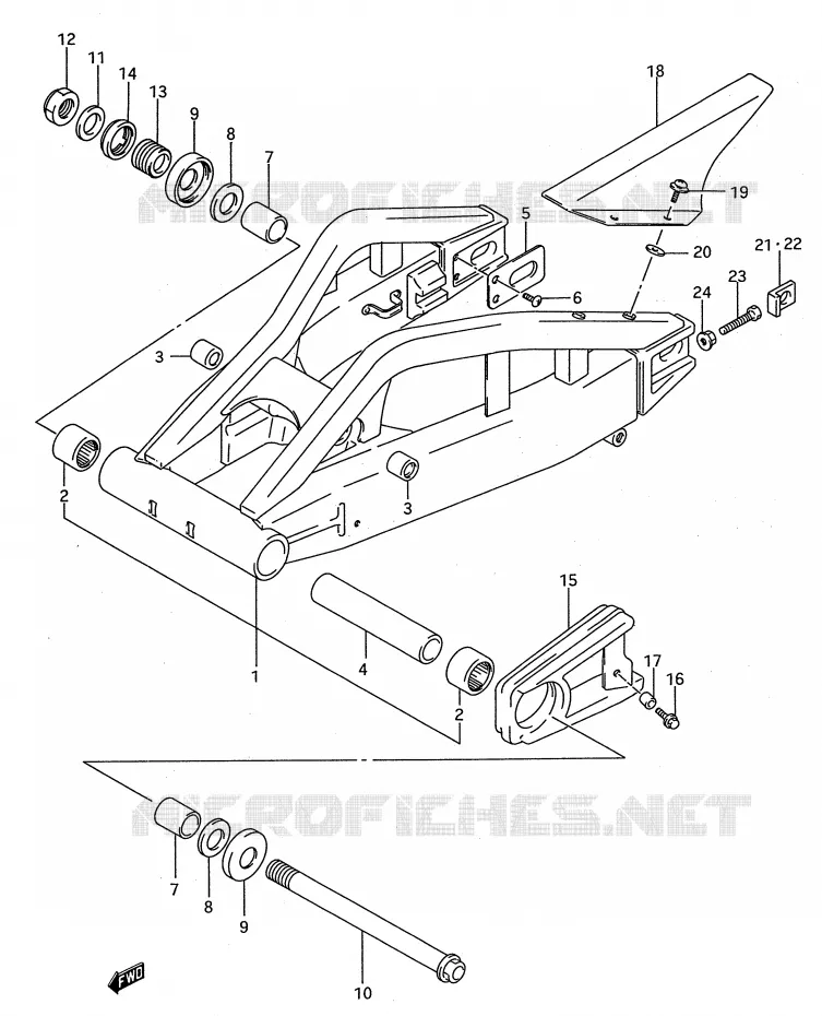 BRAS OSCILLANT ARRIERE (MODELE R/S) Suzuki MOTO 750 GSX-R 1992  GSX-R750WN(E28)