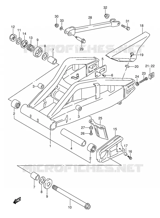 BRAS OSCILLANT ARRIERE (MODELE S/T/V/W) Suzuki MOTO 1100 GSX-R 1994  GSX-R1100WR(E28)