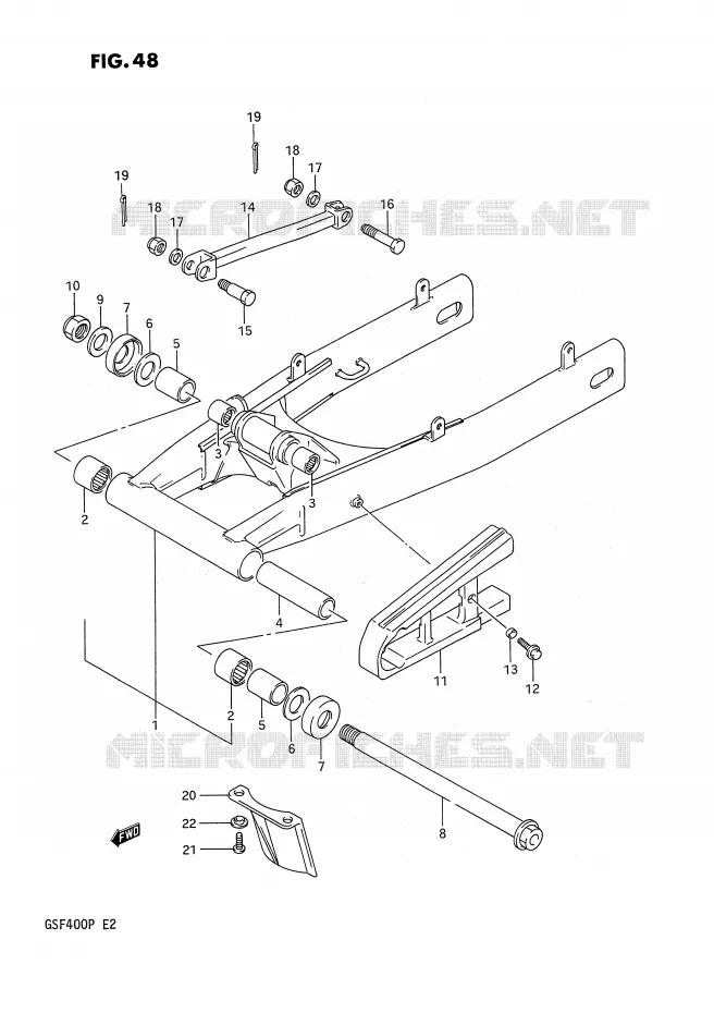 BRAS OSCILLANT ARRIERE Suzuki MOTO 400 BANDIT 1992  GSF400N(E2)
