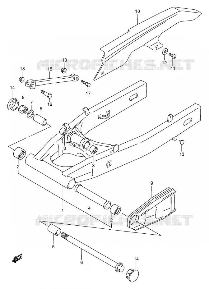 BRAS OSCILLANT ARRIERE Suzuki MOTO 600 BANDIT 1995  GSF600S/GSF600US