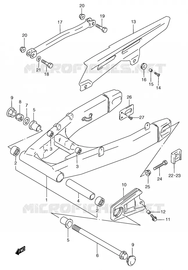 BRAS OSCILLANT (GSF1200T/V/W/X/Y/ST/SV/SW/SX/SY) Suzuki MOTO 1200 BANDIT 2000  GSF1200SAY(E2)