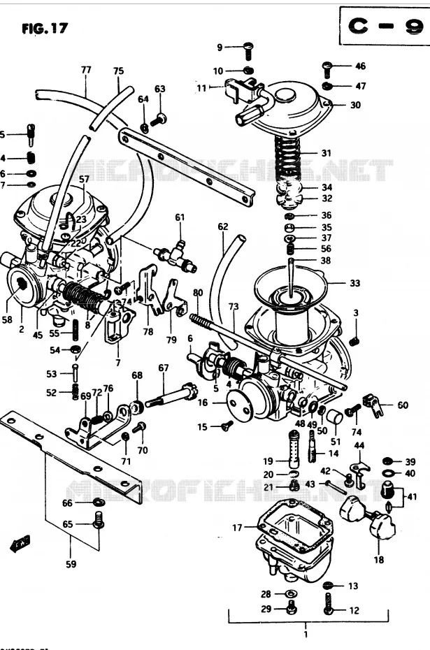 CARBURATEUR (MODELE D) Suzuki MOTO 250 GSX 1982  GSX250Z(Z/D)