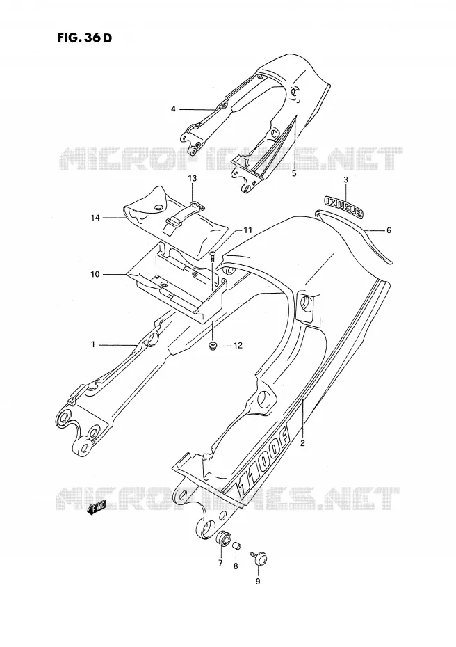 CARENAGE ARRIERE - CAPOT DE SELLE (MODELE N/P/R) Suzuki MOTO 1100 GSX-F 1989  GSX1100FK(E2)