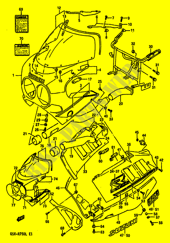 CARENAGE TETE DE FOURCHE (MODELE L 3CG) pour Suzuki GSX-R 750 1988