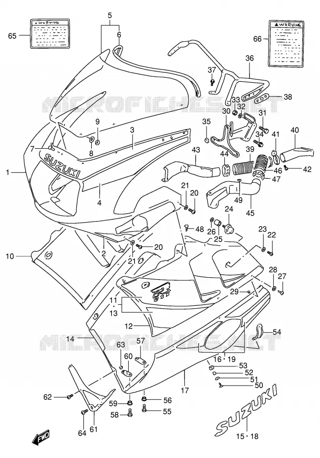 CARENAGE TETE DE FOURCHE (MODELE L D26) Suzuki MOTO 400 GSX-R 1992  GSX-R400RN(E30)