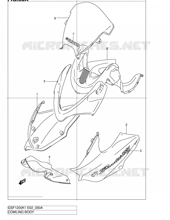 CARENAGES - ETIQUETTES (GSF1200SK2) Suzuki MOTO 1200 BANDIT 2003  GSF1200K3(E2)
