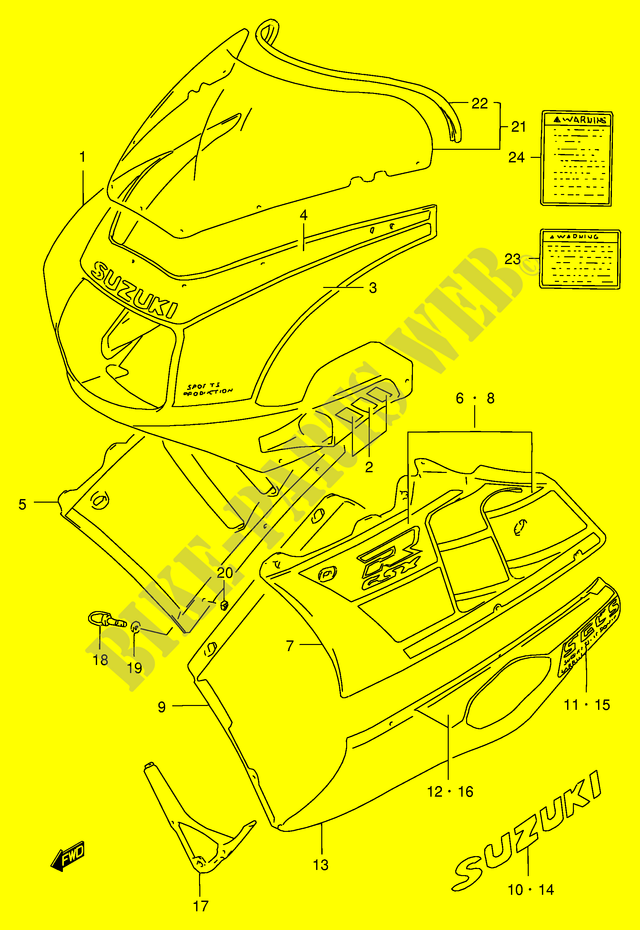 CARENAGES   ETIQUETTES (GSX R400RFL) pour Suzuki GSX-R 400 1990