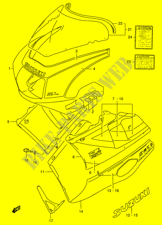 CARENAGES   ETIQUETTES (GSX R400RFM) pour Suzuki GSX-R 400 1990