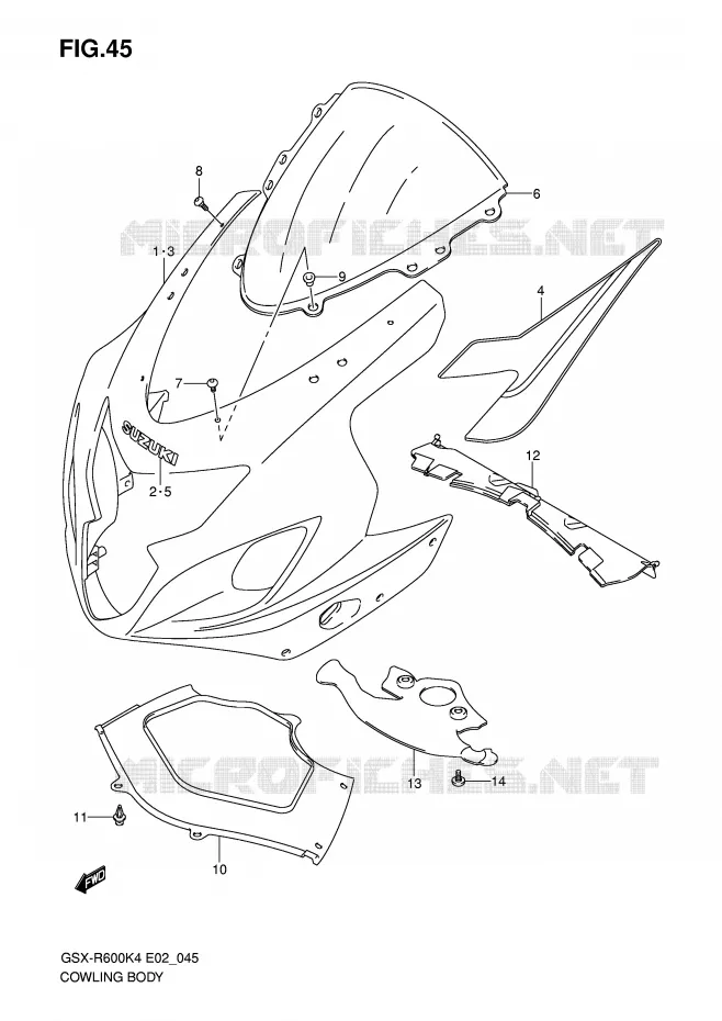 CARENAGES - ETIQUETTES (GSX-R600K4/K5) Suzuki MOTO 600 GSX-R 2004  GSX-R600U2K4(E2)